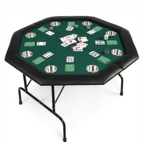 48" Octagon Folding Poker Table 8 Player Casino Texas Poker Mat, Stainless Steel Cup Holder 48" Octagon Folding Poker Table 8 Player Casino Texas Poker Mat, Stainless Steel Cup Holder